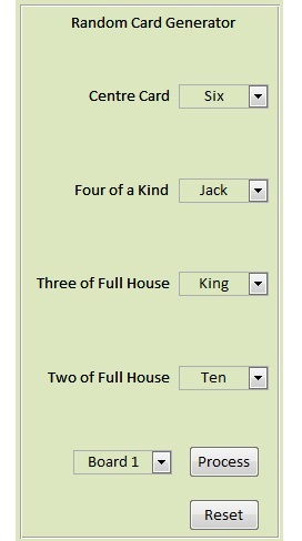 Random Card Generator feature controls